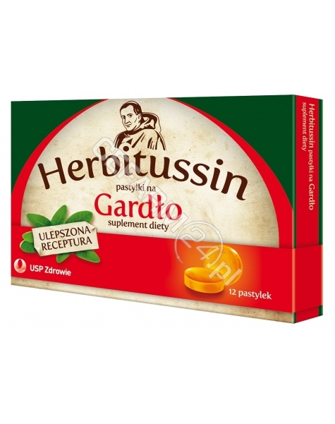 US PHARMACIA Herbitussin gardło x 12 pastylek do ssania