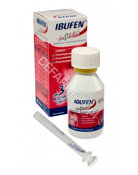 POLPHARMA Ibufen 100mg/5ml zawiesina o smaku malinowym z dozownikiem 100 g (data ważności <span class=