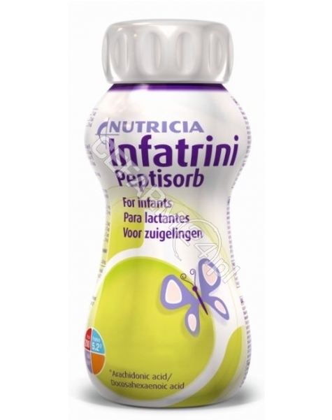 NUTRICIA Infatrini Peptisorb 4 x 200 ml - mieszanka mlekozastępcza, hydrolizat serwatki, wskazana w alergii pokarmowej i biegunkach przewlekłych (data ważności <span class=