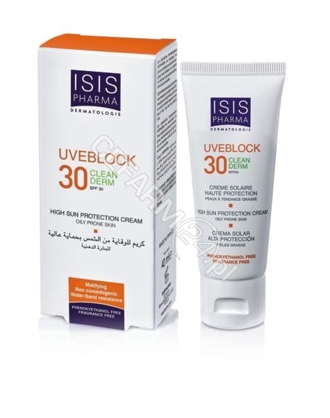 ISISPHARMA Isispharma uveblock CleanDerm fluid z filtrem przeciwsłonecznym SPF 30 do skóry tłustej, trądzikowej 40 ml