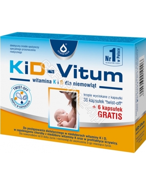 OLEOFARM Kid-vitum witaminy k, d dla niemowląt 36 kaps + 6 kaps