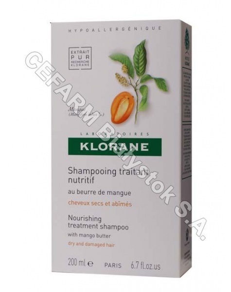 KLORANE Klorane szampon do włosów na bazie wyciągu z mango 200 ml