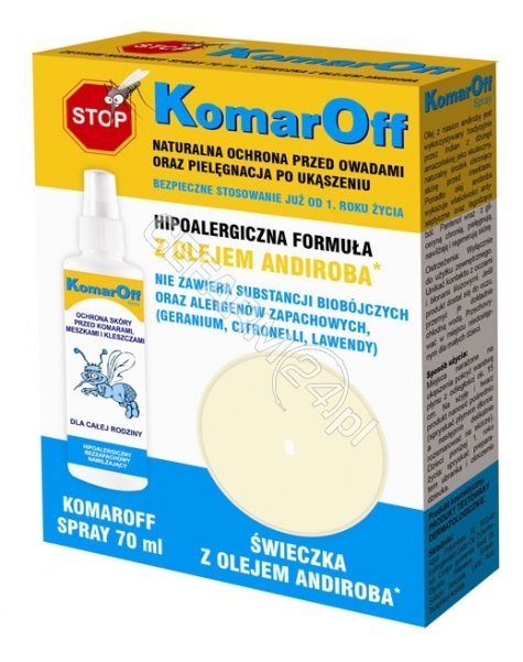 DOMOWA APTEC Komaroff zestaw - Komaroff spray 70 ml + ŚWIECZKA Z OLEJEM ANDIROBA