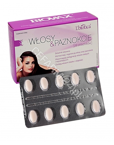 L'BIOTICA L'Biotica Biovax włosy i paznokcie x 30 tabl powlekanych + regenerujący balsam do ust 10 ml GRATIS!!!