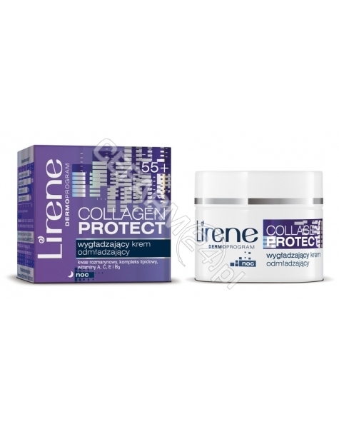 DR IRENA ERIS Lirene Collagen Protect 55+ wygładzający krem odmładzający na noc 50 ml