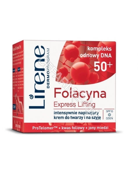 DR IRENA ERIS Lirene Folacyna 50+ Express Lifting intensywnie napinający krem do twarzy i na szyję na dzień spf10 50 ml