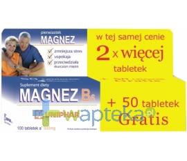 UNI-PHAR SP Z O.O. Magnez + B6 500mg 50 tabletek + 50 gratis UNIPHAR