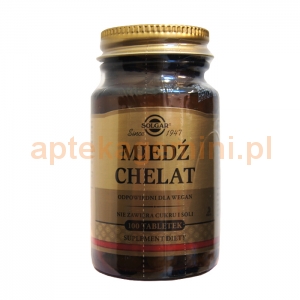 SOLGAR Miedź Chelat, Solgar, 100 tabletek