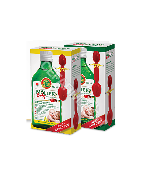 ORKLA HEALTH Mollers Baby tran norweski o aromacie naturalnym 250 ml + łyżeczka w prezencie