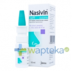 MERCK SP.Z O.O. Nasivin Soft 0,025% aerozol do nosa 10 ml