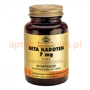 SOLGAR Naturalny Beta Karoten 7mg, Solgar, 60 kapsułek