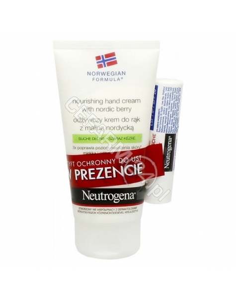 NEUTROGENA Neutrogena formuła norweska - odżywczy krem do rąk z maliną nordycką 75 ml + neutrogena pomadka spf-20 GRATIS!!!