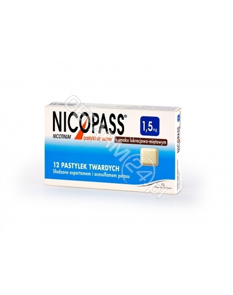 PIERRE FABRE Nicopass 1,5 mg x 12 pastylek do ssania o smaku lukrecjowo - miętowym