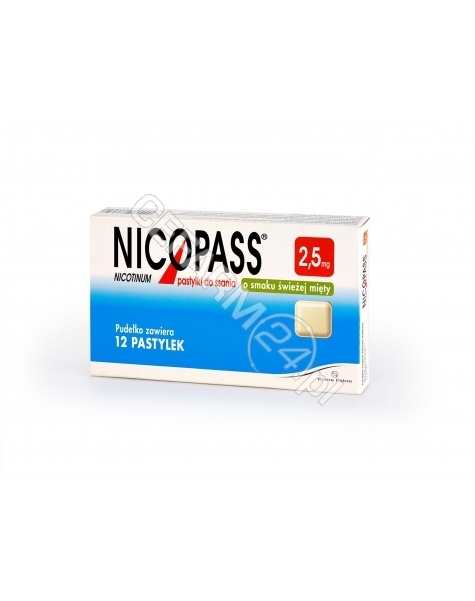 PIERRE FABRE Nicopass 2,5 mg x 12 pastylek do ssania o smaku świeżej mięty