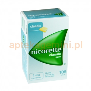 Johnson & Johnson Nicorette Classic, guma do żucia lecznicza, 2mg, 105 sztuk