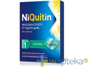 GLAXOSMITHKLINE PHARMACEUTICALS S.A. Niquitin system transdermalny 21mg 1 stopnia 7 plastrów przezroczystych