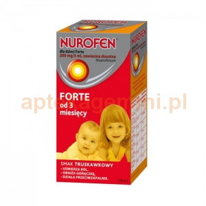 RECKITT BENCKISER Nurofen Forte, zawiesina doustna dla dzieci, od 3 miesiąca, smak truskawkowy, 50ml