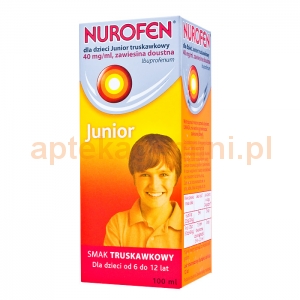 RECKITT BENCKISER Nurofen Junior, zawiesina doustna dla dzieci, od 6 do 12 lat, smak truskawkowy, 100ml