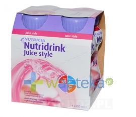 NUTRICIA POLSKA SP. Z O.O. Nutridrink Juice Style smak truskawkowy 4x200ml - Krótka data ważności - do 08-10-2015