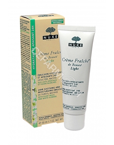 NUXE Nuxe creme fraiche de beaute light - 24-godzinna emulsja nawilżając i kojąca do skóry wrażliwej mieszanej 50 ml (nowa formuła)