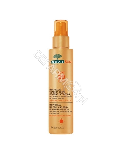 NUXE Nuxe Sun mleczko do opalania twarzy i ciała spf-20 150 ml + Nuxe Sun orzeźwiający balsam po opalaniu 100 ml GRATIS !!!