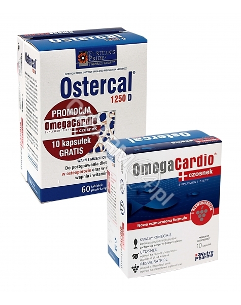 PURITAN'S PR Ostercal 1250d x 60 tabl + omegacardio czosnek x 10 kaps