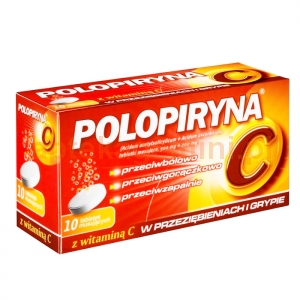 POLPHARMA Polopiryna C 0,5g + 0,2g, 10 tabletek musujących