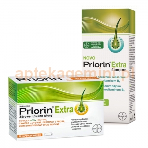 BAYER Priorin Extra, 60 kapsułek + Priorin Extra, szampon nawilżający, 200ml