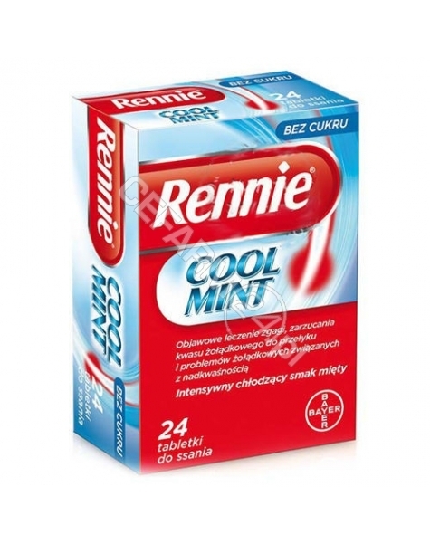 BAYER Rennie cool mint x 24 tabletki do ssania