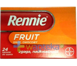 BAYER SP. Z O.O. Rennie Fruit 24 tabletki do ssania