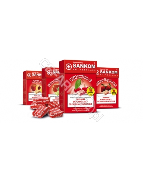 SANKOM Sankom - błonnik z witaminą C o smaku wiśni - kostki do żucia 50 g