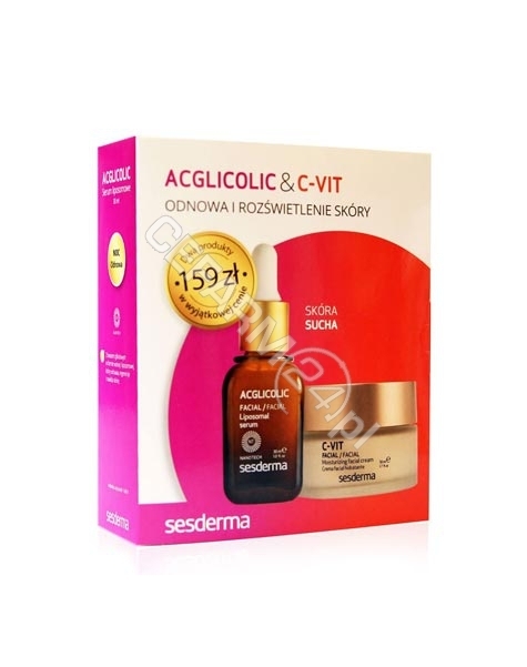SESDERMA Sesderma promocyjny zestaw - C-Vit nawilżający krem do twarzy 50 ml + Acglicolic serum liposomowe 30 ml