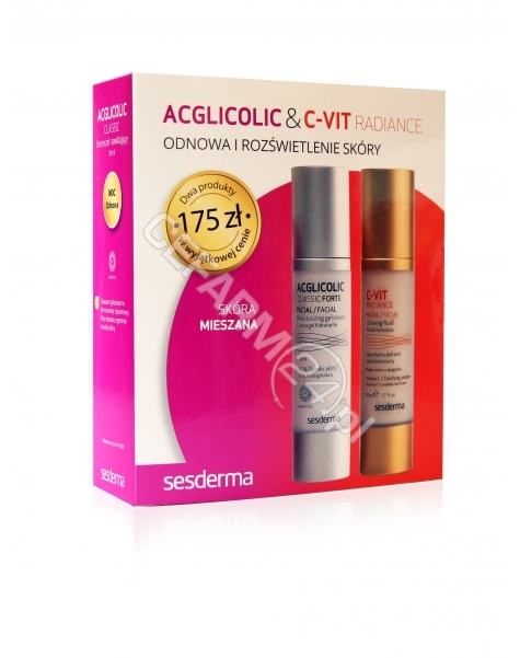 SESDERMA Sesderma promocyjny zestaw - C-Vit radiance krem rozświetlający 50 ml + Acglicolic classic forte krem - żel nawilżający 50 ml