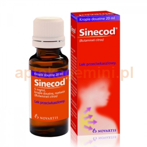 NOVARTIS Sinecod, krople doustne 5mg/1ml, dla dzieci powyżej 2 miesiąca, 20ml