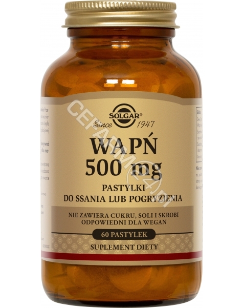 SOLGAR Solgar Wapń 500 mg x 60 pastylek do ssania lub pogryzienia