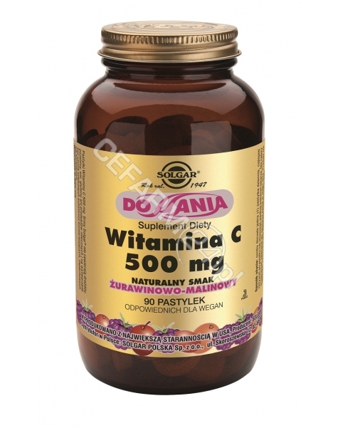 SOLGAR Solgar Witamina C 500 mg x 90 pastylek do ssania o smaku żurawinowo-malinowym