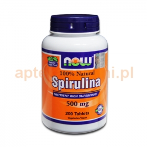 NOW FOODS Spirulina 500mg, 200 tabletek