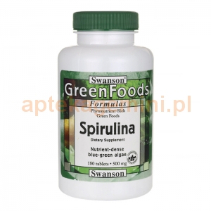 SWANSON Spirulina 500mg, SWANSON, 180 tabletek