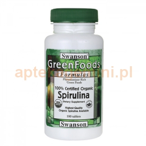 SWANSON Spirulina certyfikowana organiczne, SWANSON, 180 tabletek