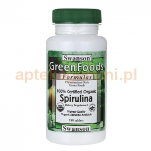 SWANSON Spirulina certyfikowana organiczne, SWANSON, 180 tabletek