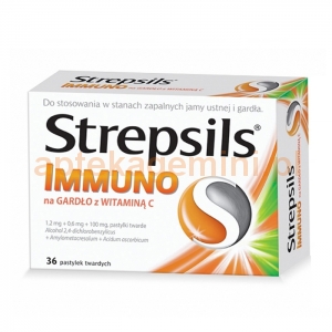 RECKITT BENCKISER Strepsils Immuno na gardło z witaminą C, 36 tabletek