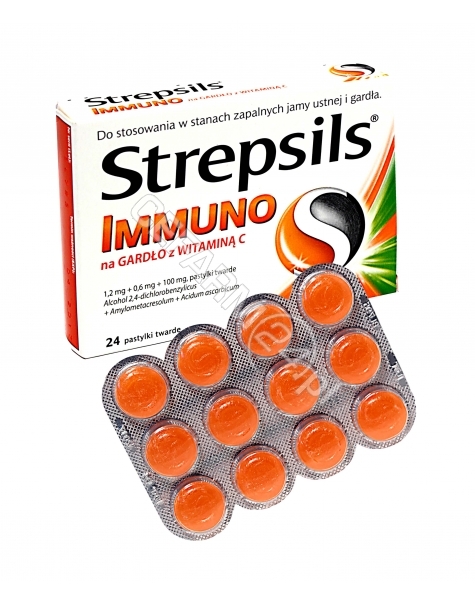RECKITT BENC Strepsils immuno na gardło z witaminą C x 24 pastylek