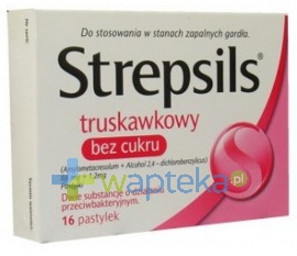 BOOTS HEALTHCARE SP.Z O.O. Strepsils truskawkowy bez cukru 16 pastylek