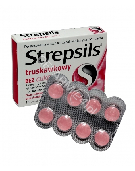 BOOTS Strepsils truskawkowy bez cukru x 16 pastylek