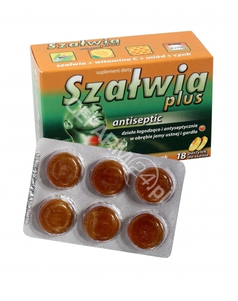 AFLOFARM Szałwia plus antiseptic x 18 pastylek do ssania