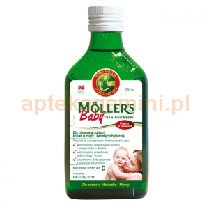 ORKLA HEALTH AS Tran Mollers Baby, naturalny, powyżej 6 miesiąca, 250ml OKAZJA