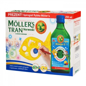 ORKLA HEALTH AS Tran Mollers, owocowy, dla dzieci powyżej 3 lat, 250ml + spirograf