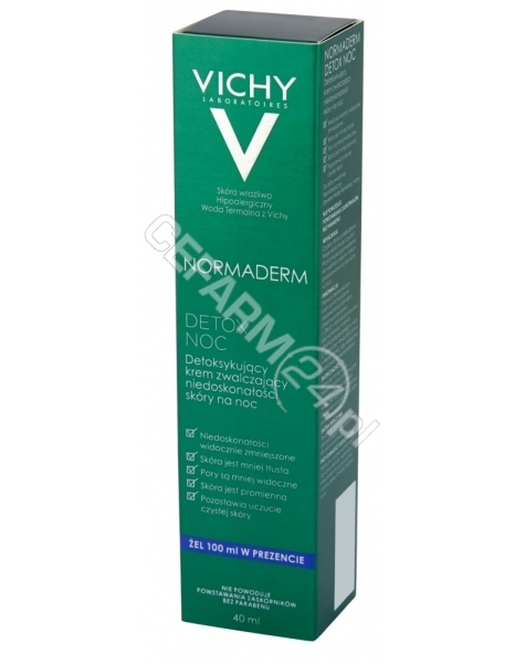 VICHY Vichy normaderm detox krem detoksykujący na noc przeciw niedoskonałościom 40 ml + żel oczyszczający 100 ml GRATIS!!!