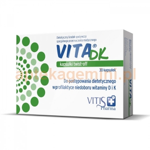 VITIS PHARMA Vita D+K, dla dzieci od 2 tygodnia życia, 30 kapsulek twist-off