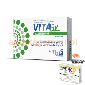 VITIS PHARMA Vita D+K, dla dzieci od 2 tygodnia życia, 45 kapsułek twist-off